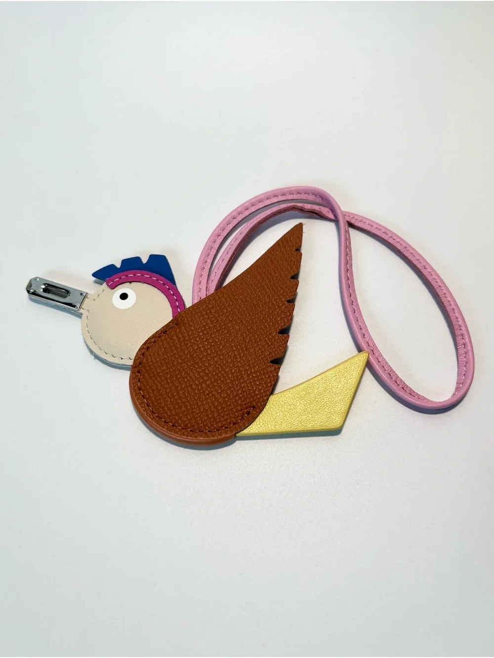 Hermes Multicolor Bird Card Holder with Pink Strap